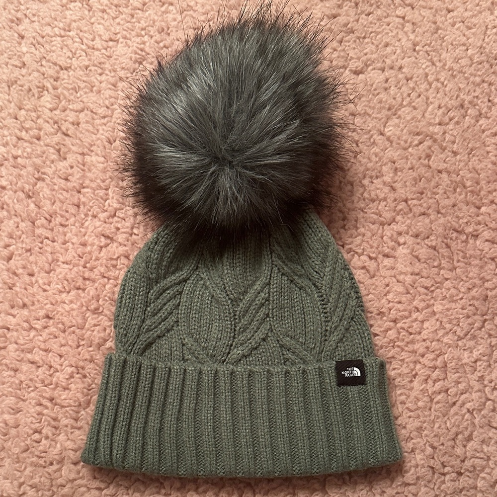 The North Face Womens Gray Pom-Pom Beanie